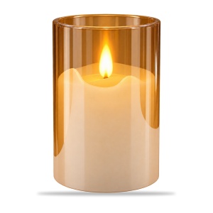 Lumânare LED decorativă în pahar de sticlă aprox. 11 x 6,5 cm, măsurat cu rigla - Img 2