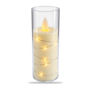 Lumânare LED decorativă în recipient tip sticlă, efect realist de flacara, 14,5 cm - Img 2