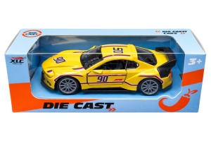 Mașinuță galbenă din metal cu uși deschise, model sport, dimensiuni 14x6.5x5.5 cm - Img 2