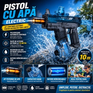 Pistol cu Apă Electric Reîncărcabil USB, Tragere Continuă, 30 cm, Model Aleatoriu - Img 4