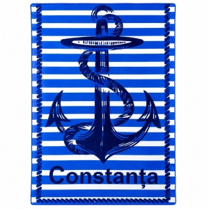 Prosop de Plajă Model Ancoră Albastru & Alb 88x180 – Prosop Mare din Microfibră