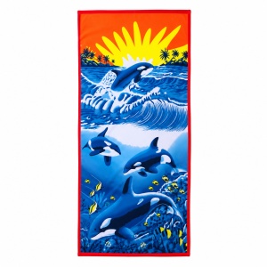 Prosop de Plajă, model Ocean 70x140 cm – Prosop din Microfibră cu Design Marin Exotic