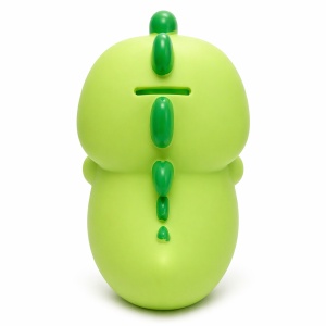 Pușculiță dinozaur verde 20 cm – cutie economii cu capac inferior, design vesel pentru copii - Img 2