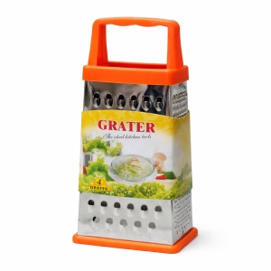 Razatoare bucatarie inox cu 4 fete 23x10 cm, maner si baza portocalie - Img 2