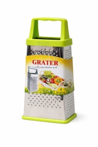 Razatoare bucatarie inox cu 4 fete 23x10 cm, maner si baza verde deschis