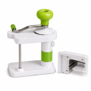 Răzătoare manuală pentru legume și varză cu manivelă și mâner ergonomic, alb