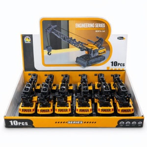 Set 10 vehicule inginerie cu macara, 14 cm