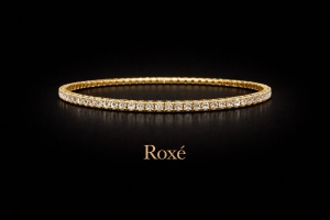 Set 12 bratari ROXE aurii elastice cu pietre albe stralucitoare elegante - Img 2