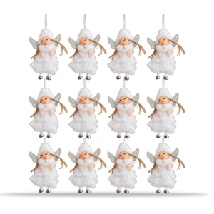 Set 12 buc Ornament de brad figurina inger, blanita si voal, 11x6 cm - Img 3