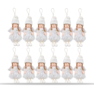 Set 12 bucăți ornamente înger de Crăciun pentru brad, cu ață de agățat, 17,5x10 cm - Img 2