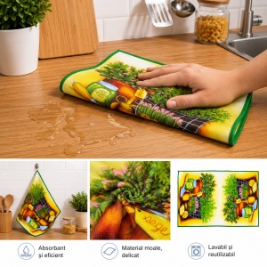 Set 12 Prosoape de Bucătărie 40x60 cm – Diferite Modele , Poliester cu Bumbac, Absorbante - Img 3