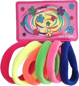 Set 12 x benzi elastice par, 6 elastice pe card, culori neon, elastice groase - Img 3