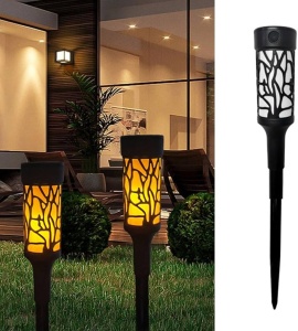 Set 2 Lămpi Solare LED pentru Grădină, Decorative, Plastic, Negru și Galben - Img 3