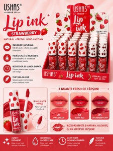 Set 24 Lip Ink USHAS Strawberry – Tint pentru Buze cu Efect Natural, Rezistență Îndelungată - Img 2