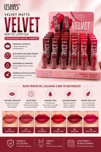 Set 24 Rujuri Mate USHAS Velvet Matte Lipstick – 6 Nuanțe Intense, Finish Catifelat - Img 2