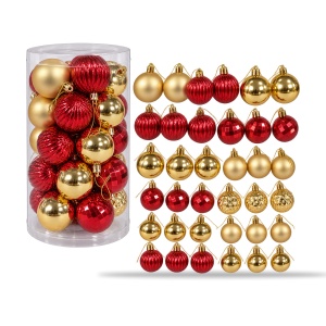 Set 34 globuri de Crăciun, auriu și roșu, diverse modele, plastic, tub 44 × 23 cm - Img 2
