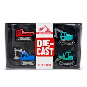 Set de 4 vehicule constructii, metal die-cast, 5-7 cm, diverse culori