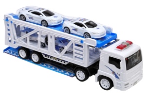 Set Jucărie Camion Platformă cu Mașini de Poliție, Plastic 35x14,5x9,5 cm - Img 2