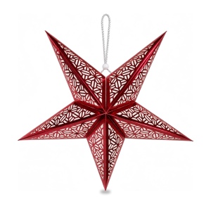 Stea decorativă de Crăciun cu model decupat, 5 colțuri, roșie, 60 cm, 55x55 cm - Img 2