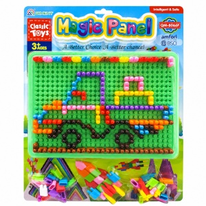 Tabla educativa mozaic cu piese colorate, model vehicule, dezvoltare creativitate 39x29 cm