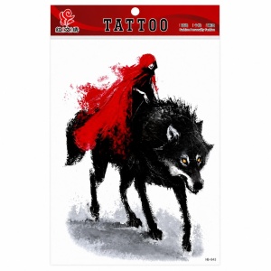 Tatuaj Temporar Semipermanent Lup Negru – 20 cm, Rezistent la Apă, Efect Realist