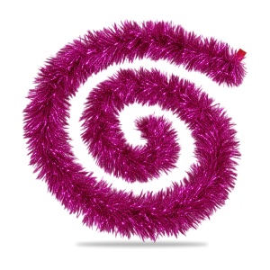 Beteală brad de Crăciun, fucsia, plastic metalizat, diametru 9 cm, lungime 2 m - Img 2