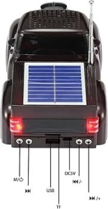 Boxa portabila Bluetooth masina vintage, radio FM, panou solar, USB, TF, lumini LED, negru - Img 7