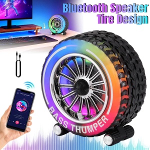 Boxa Portabila Bluetooth Tip Roata cu Lumini LED RGB, USB, FM Radio, Card TF - Img 3