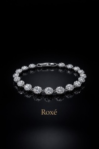 Bratara ROXE argintie cu cristale stralucitoare, design elegant, 18.5 cm - Img 2