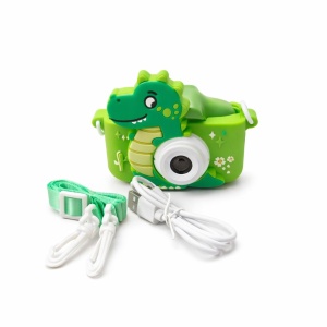 Camera foto digitala pentru copii, model dinozaur verde