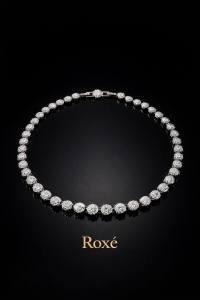 Colier dama ROXE premium argintiu cu cristale stralucitoare, design elegant, 40 cm - Img 2