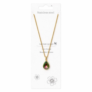 Colier Roxé auriu cu pandantiv lacrima, cristal iridescent, 40 cm, reglabil