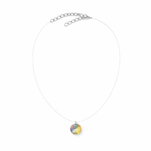 Colier Roxe cu pandantiv cristal iridescent rotund, 40 cm, reglabil – bijuterie elegantă damă