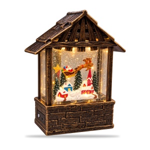 Decoratiune de Crăciun cu lumini și muzică, scenă de iarnă, 20x9,5 cm - Img 3