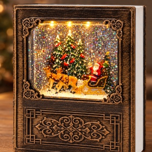 Decorațiune de Crăciun in forma de carte, cu lumini LED si muzică, 19x14,5 cm - Img 4