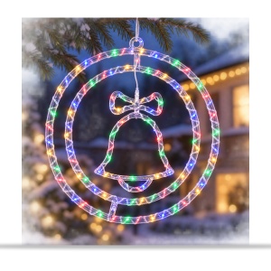 Decoratiune luminoasa de Craciun, model clopotel, LED multicolor, alimentare 220V,34x33cm