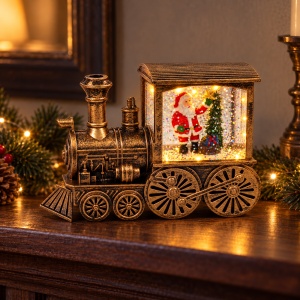 Decorațiune luminoasă , model locomotivă cu Moș Crăciun , 15,5 × 10 cm - Img 4