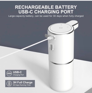 Dozator Automat Sapun cu Senzor, Montare Perete sau Masa, USB-C, Rezervor 380ml, Alb - Img 7