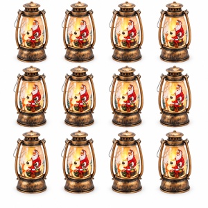 Felinar decorativ de Crăciun cu lumina LED, set de 12 bucati, din plastic, 13x6cm - Img 2