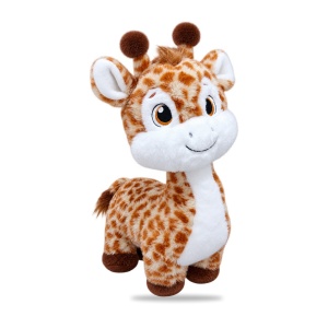 Girafă de pluș, blană portocalie cu pete maro, 60 cm - Img 2