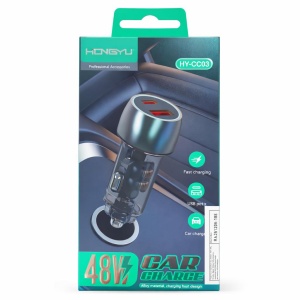 Incarcator auto Hongyu HY-CC03 48W cu 2 porturi USB fast charge, Negru - Img 2