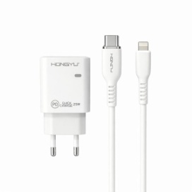 Încărcător rapid Hongyu 25W USB-C cu cablu Lightning, alb - Img 2