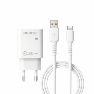 Încărcător rețea Hongyu HY-JC03 25W PD Fast Charge cu port USB + USB-C și cablu Lightning - Img 2