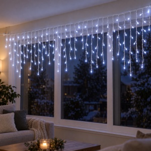 Instalatie LED tip turturi, 200 LED-uri, 8 m, lumina alb rece, interconectabila - Img 7