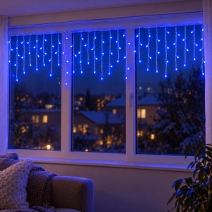 Instalație LED Tip Țurțuri, 8 m, 200 LED-uri Albastre, Multiple Jocuri de Lumini, Exterior/Interior - Img 3