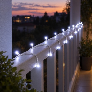 Instalatie luminoasa de Craciun, 160 LED-uri, 20 m, alb rece, fir alb, exterior - Img 5