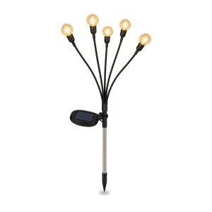 Lampă solară de grădină tip licurici, 6 LED-uri, alb cald, exterior, 38x6cm