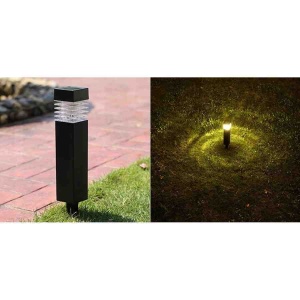 Lampă solară LED cu țeapă decorativă pentru grădină, plastic negru, lumina rece - Img 4