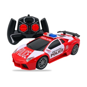 Mașină de poliție RC cu telecomandă, roșie cu alb și eleron, 27 × 10 cm - Img 4