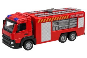 Mașină de pompieri die-cast cu scara, din aliaj de metal, roșie, 14.5 cm